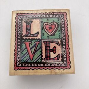 Valentine Country Love Word Lace Rubber Stamp Rubber Stampede A1330E Vintage
